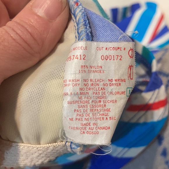 Vintage striped one-piece swimsuit with skirt Size 16 - Picture 7 of 8